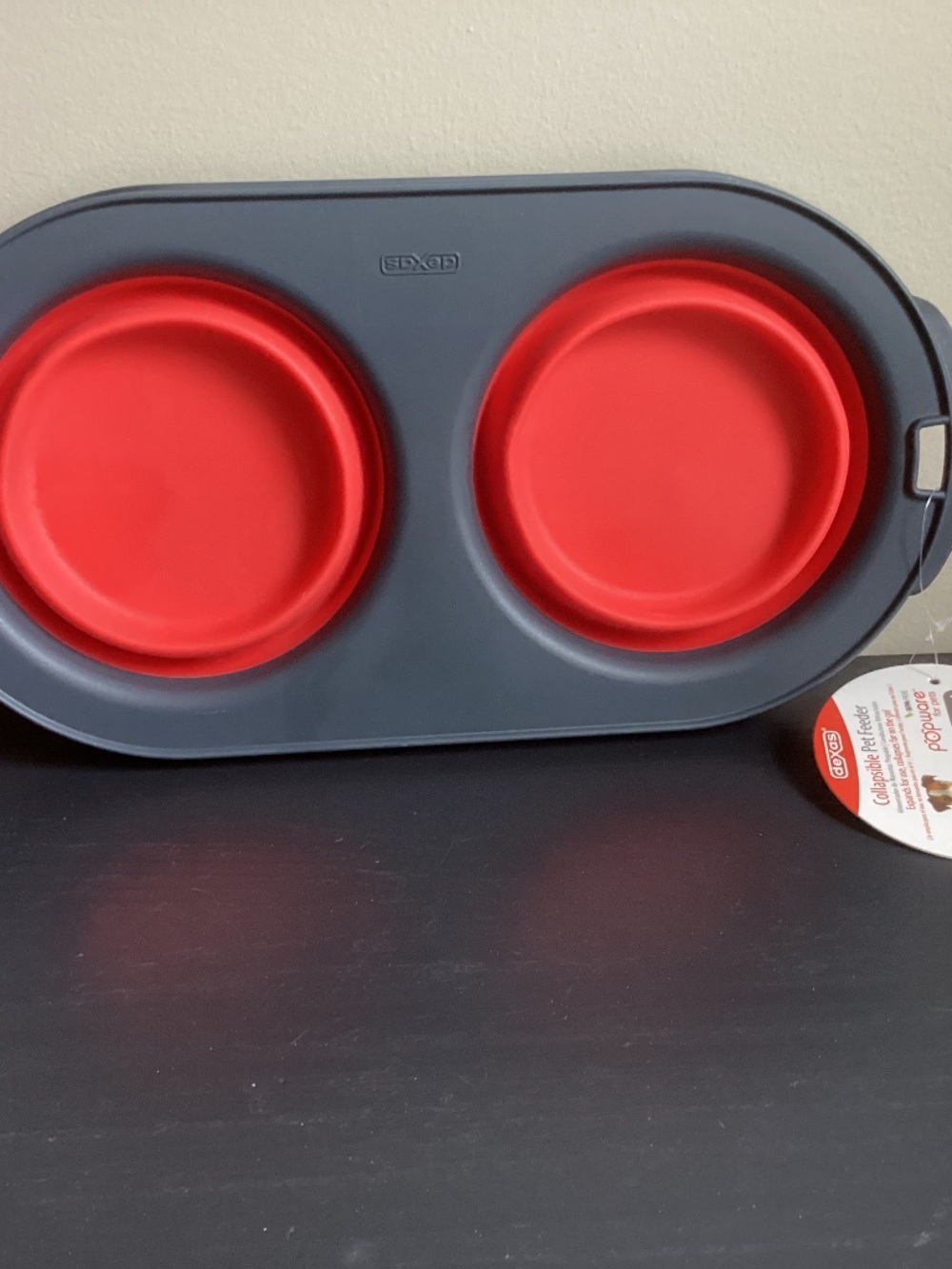 NWT Dexas Collapsible Double Silicone Pet Feeder 2.5 Cup or 20oz Brand New
